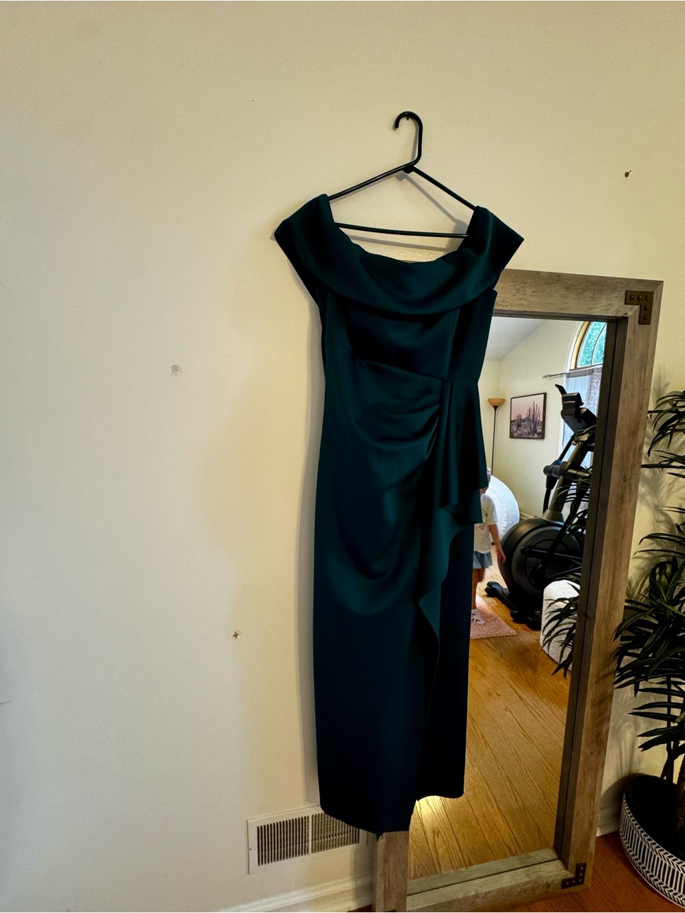 Xscape One-Shoulder Dark Teal Evening Dress